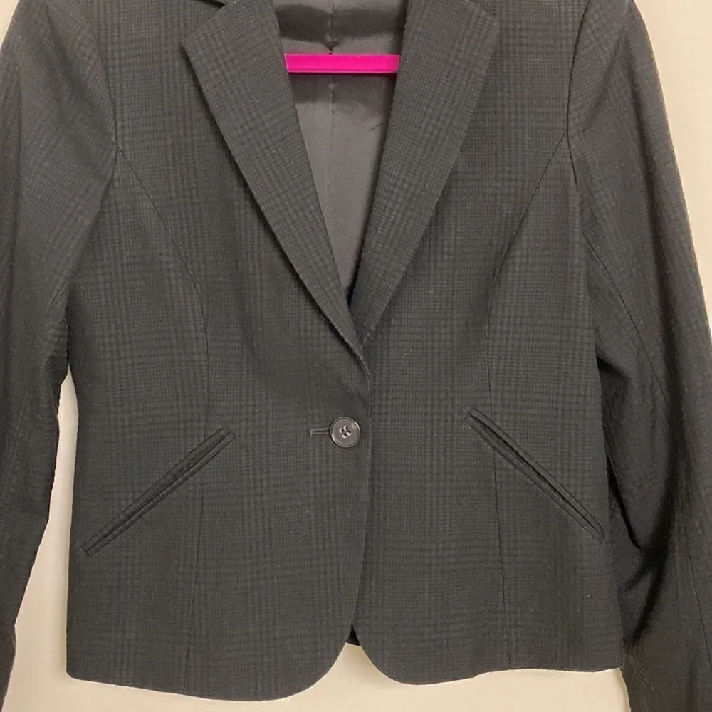 Theory Blazer Jacket Black on Black Plaid  Sz 6 - Picture 2 of 9